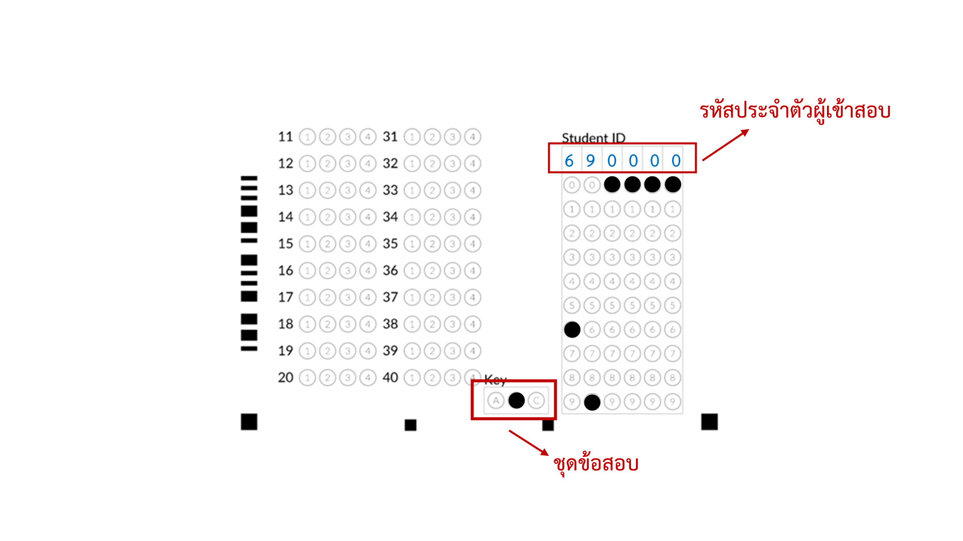 ตัวอย่างการระบายคำตอบ